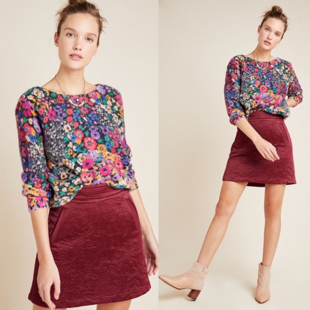 Anthropologie Bouquet Eyelash Sweater